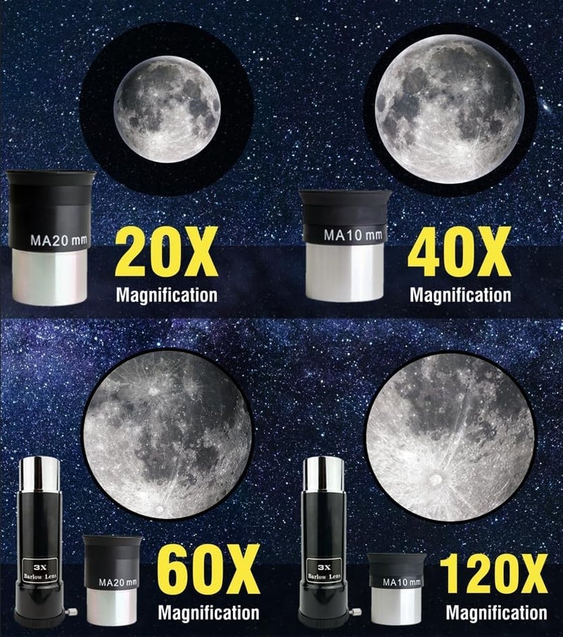 Spectrum Optical Instruments SpectrumOI Telescope for Kids, Telescope for Adults Astronomy Gifts for Kids 8-12 - Premium Refractor 70mm Aperture with Carry Bag and Phone Holder - Image 4